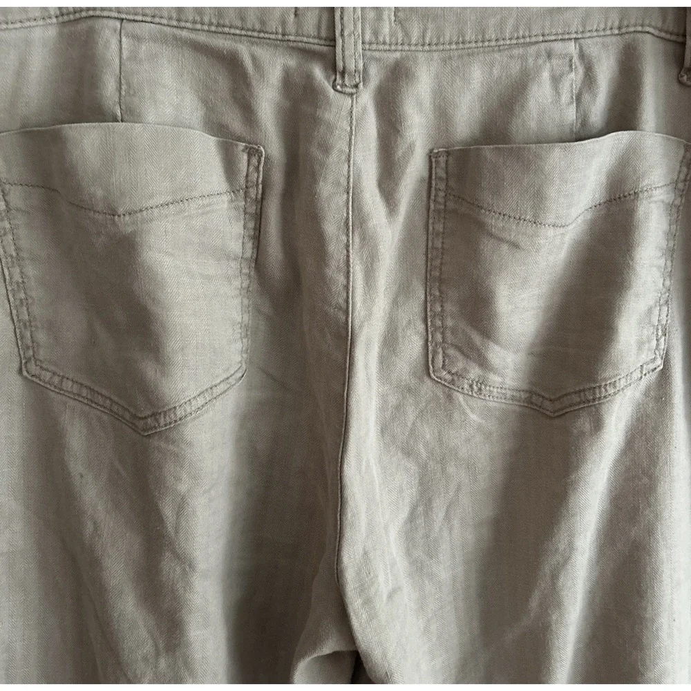 Evereve Joelle Stretch Linen Trouser Wide Leg Khaki Sz 32 Retail: $158‎